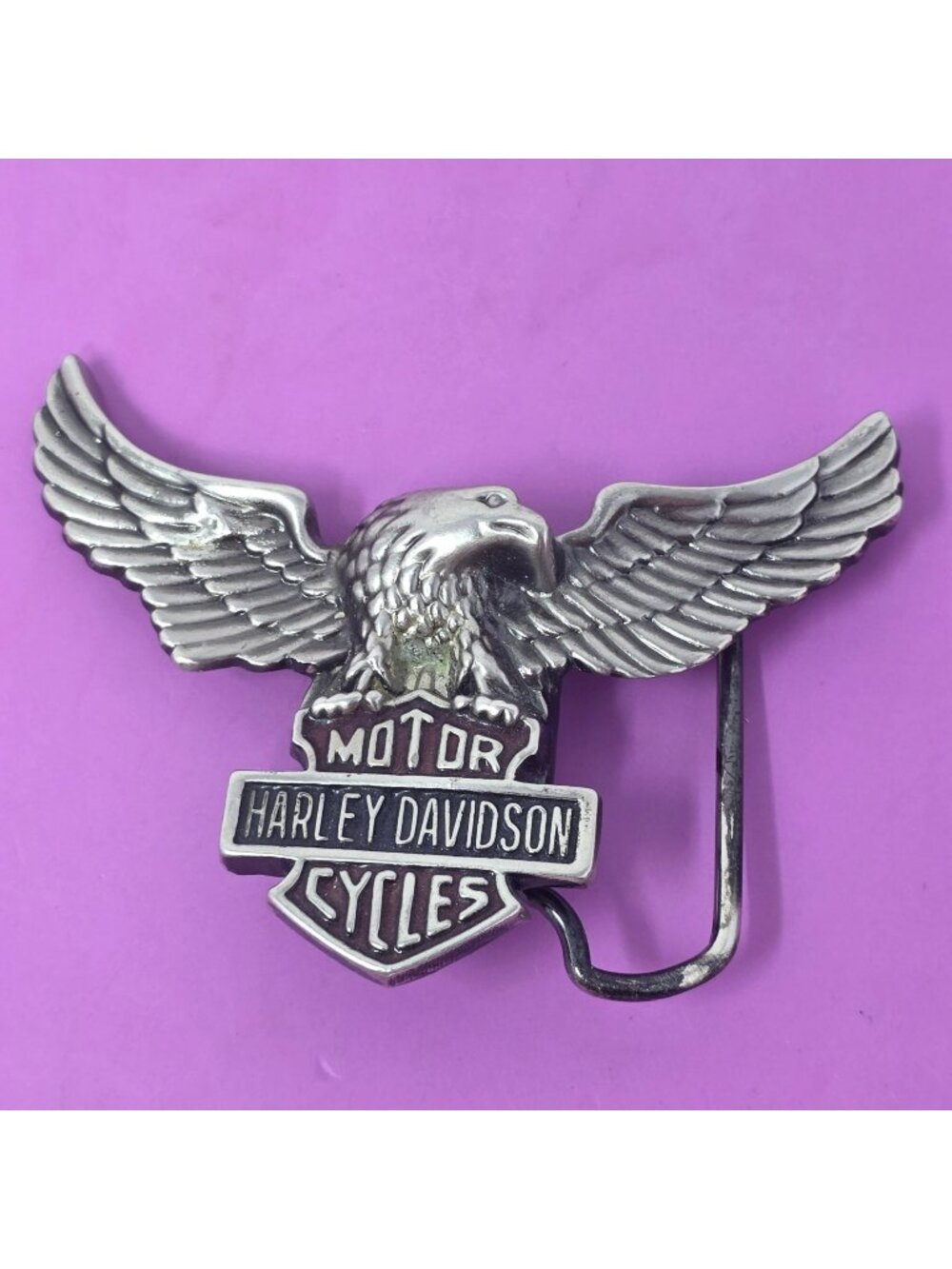 Harley Davidson Eagle Belt Buckle Metal Vintage Collectible Silver Tone #2204